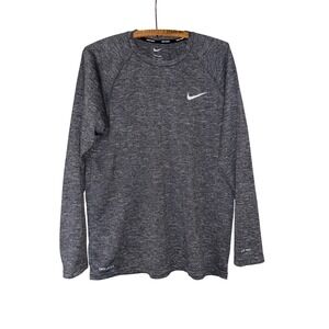 Nike Swim Mens Dri-FIT Long Sleeve Rash Guard Gray Heather UPF 40+ Medium